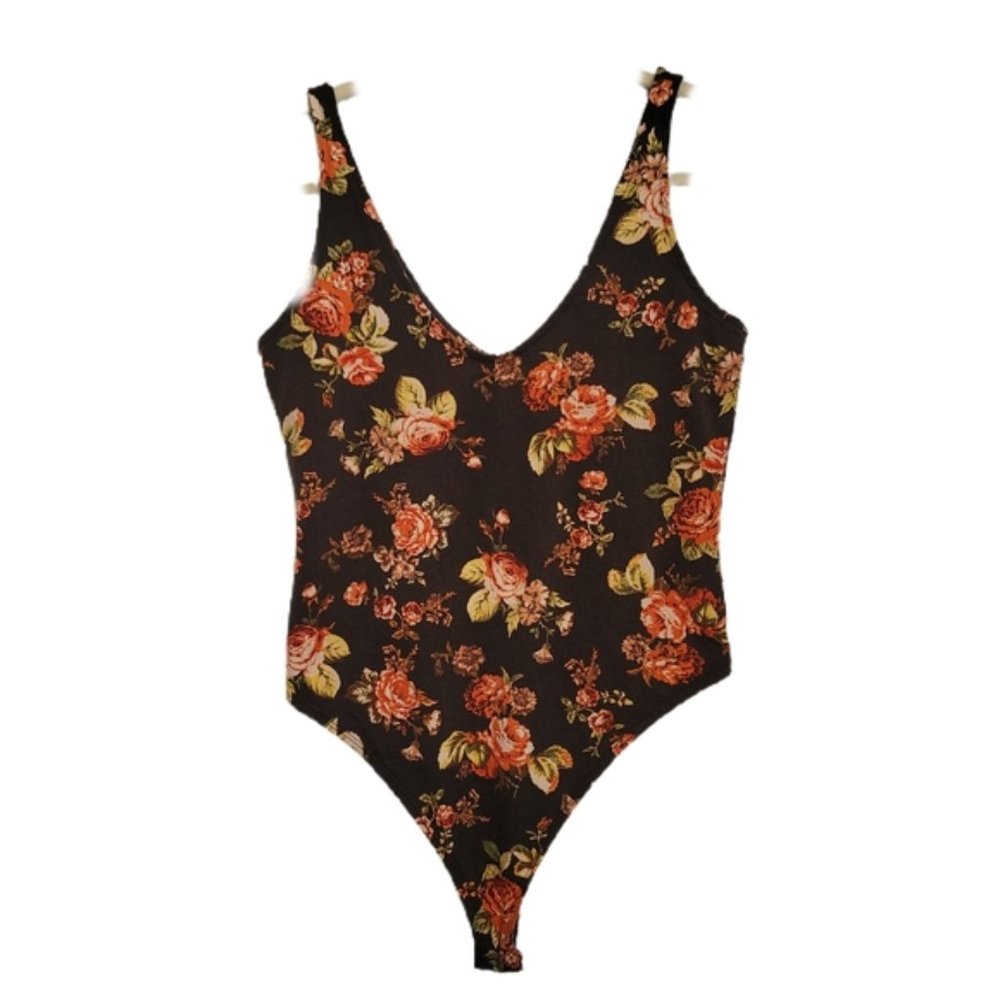 NWT Women’s Size S Wild Fable Brown Floral Bodysuit